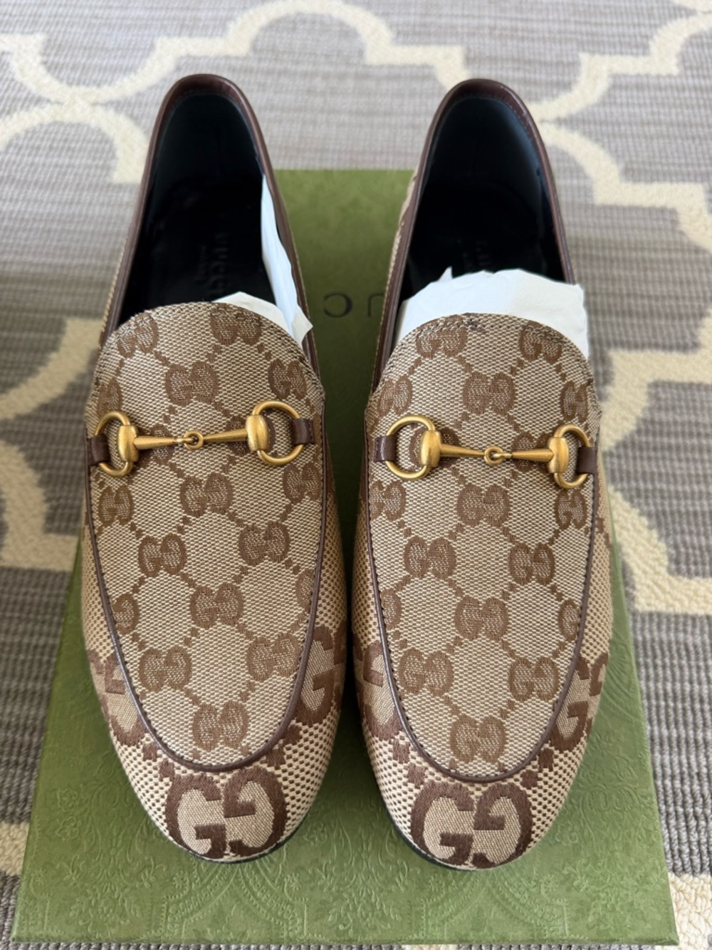 Gucci Jordaan GG Canvas Horsebit Loafers